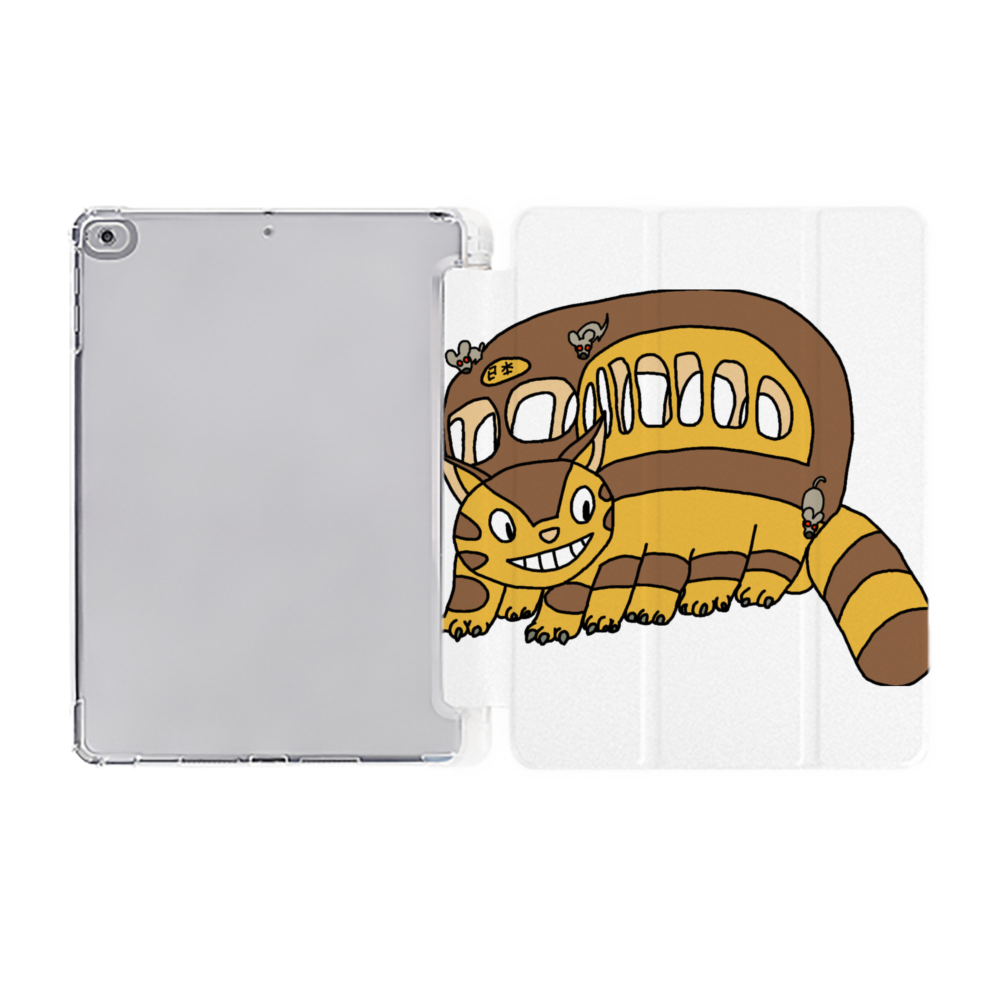 （画像用） となりのトトロ 草壁メイ 草壁サツキ My Neighbor Totoro Satsuki Kusakabe Mei Kusakabe IPad ケース ペン収納付き 三つ折りスタンド PUレザー×シリコン 対応機種9.5/10.5/10.9インチ